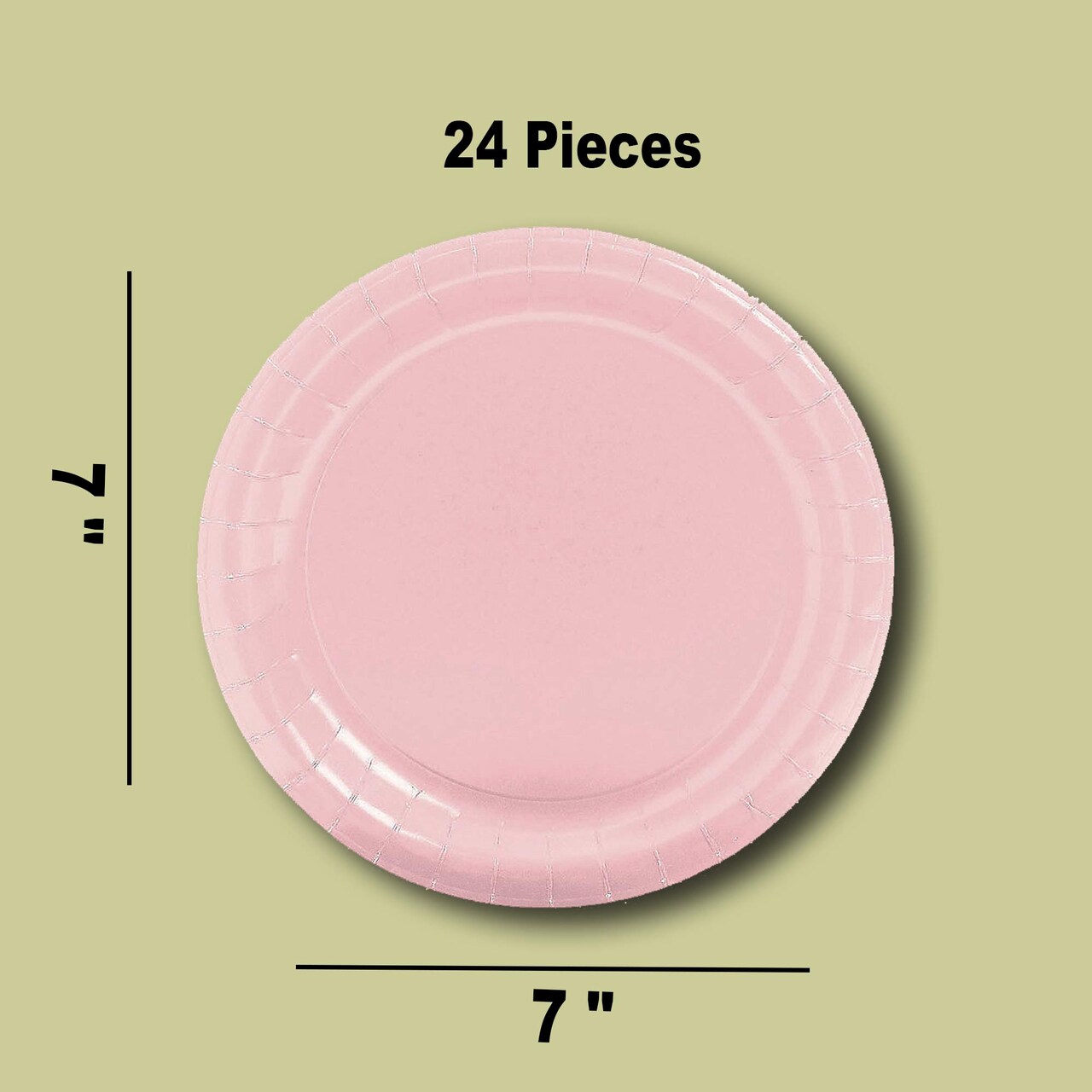 24 Count Light Pink Paper Plates 7" Round Dessert Plates for Girls Birthday and Showers